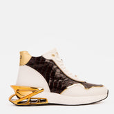 Bellagio White Gold Leather High-Top Sneaker Exclusive Style