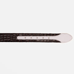 The Bellagio Brown White Leather Belt On Sale