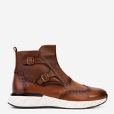 The Stealth Wingtip Buckle Tan Leather Boot For Sale