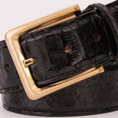 The Bethesda Black pythn Sneak Leather Belt For Sale