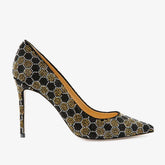 The Bolu Black Gold Glitter Leather Pump Shoe On Sale