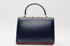 The Infanta Navy Blue Spike Leather Handbag Exclusive Style