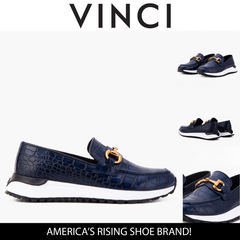 The Milan Navy Croc-Embossed Leather Sneaker Exclusive Style