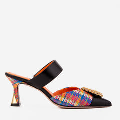 The Valencia Multicolor Leather Jewel Heel Mule Sandal Fine Craftsmanship