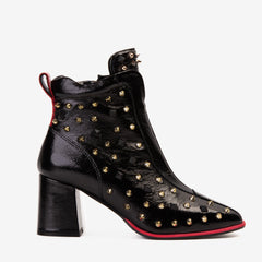 The Infanta Black Leather Block Heel Boot All New