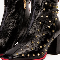 The Infanta Black Leather Block Heel Boot All New