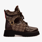 The Boston Brown Leather Lace-Up Ankle Boot With a Side Zipper Universal Fit