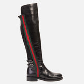 The Manhattan Luxe Black Leather Knee - High Boot On Sale