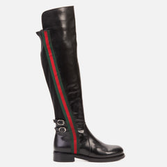 The Manhattan Luxe Black Leather Knee - High Boot On Sale
