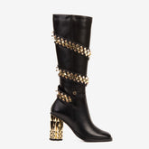 The Gladiator Black Leather Knee High Boot Universal Fit