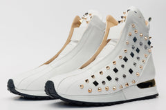 The Infanta High-Top White Spike Leather Sneaker Limited Edition Fine Craftsmanship