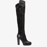 The Sao Paulo Black Leather Knee High Platform Heel Boot Exclusive Style