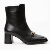 The Bukres Black Leather Block Heel Boot Universal Fit