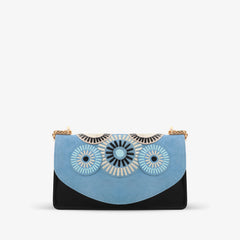 The Parama Blue Suede Leather Handbag On Sale
