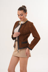 The Nyvessa Reversible Brown Suede Dark Brown Leather Jacket Exclusive Style