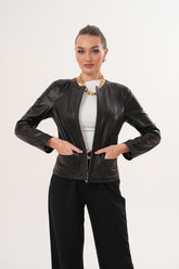 The Nyvessa Black Leather Jacket On Sale