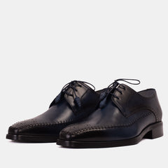 The Moon Navy Blue Leather Derby Shoe For Sale