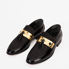 The Imperial Black Gold Leather Dress Shoe Universal Fit