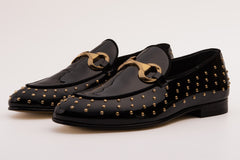 The Jupiter Shoe Black Spike Leather Bit Dress Loafer Limited Edition Shoe Exclusive Style