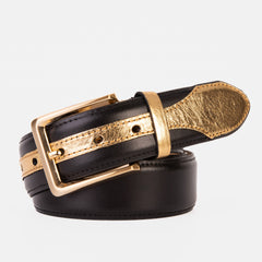 The Arda Black Gold Leather Belt Fine Craftsmanship