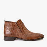 The Randor Brown Crocodile Leather Side-Zip Dress Ankle Boot Fine Craftsmanship