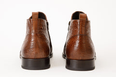 The Randor Brown Crocodile Leather Side-Zip Dress Ankle Boot Fine Craftsmanship