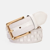 The Eugene White Gold Woven Leather Belt Universal Fit