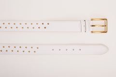 The Jupiter White Leather Spike Leather Belt All New