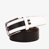 The Neiva Black\/White Leather Belt Universal Fit