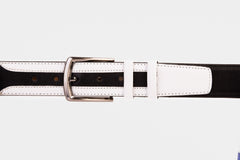 The Neiva Black\/White Leather Belt Universal Fit