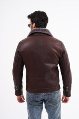 The Cortina Brown Shearling Leather Jacket Universal Fit