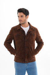 The Azzuro Suede Brown Leather Jacket Fine Craftsmanship