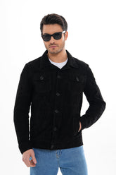 The Azzuro Suede Black Leather Jacket Exclusive Style