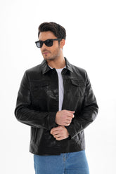 The Mantua Black Pebbled Leather Jacket All New