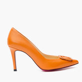 The Maneadero Orange Leather Pump Fuchsia Sole Shoe On Sale