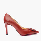 The Maneadero Dark Red Leather Pump Fuchsia Sole Shoe For Sale