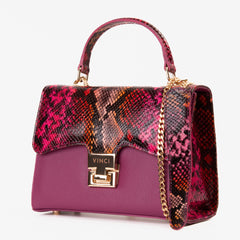 The Burano Fuchsia Leather Handbag For Sale