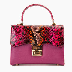 The Burano Fuchsia Leather Handbag For Sale