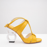 The Duffryn Yellow T-Strap Leather Sandal On Sale