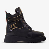 The Boston Black Leather Lace-Up Ankle Boot With a Side Zipper All New