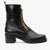 The Tuna Black Leather Mid Calf Boot Exclusive Style