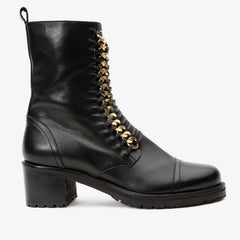 The Tuna Black Leather Mid Calf Boot Exclusive Style
