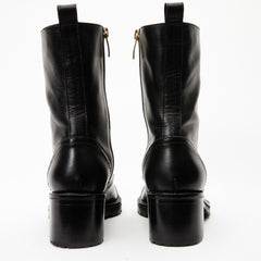 The Tuna Black Leather Mid Calf Boot Exclusive Style