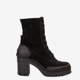 The Elera Black Leather Block Heel Boot For Sale