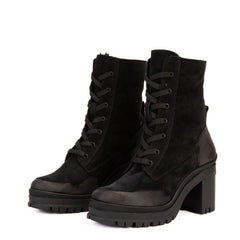 The Elera Black Leather Block Heel Boot For Sale
