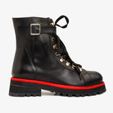 The Belgrano Black Leather Lace-Up Ankle Boot With a Side Zipper All New