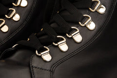The Belgrano Black Leather Lace-Up Ankle Boot With a Side Zipper All New