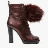 The Melo Burgundy Leather Natural Mid Calf Platform Heel Boot Fine Craftsmanship