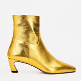 The Golden Glow Gold Leather Kitten Heel Boot For Sale