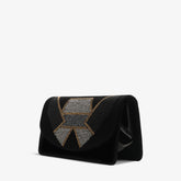 The Magnolia Black Glitter Leather Handbag For Sale